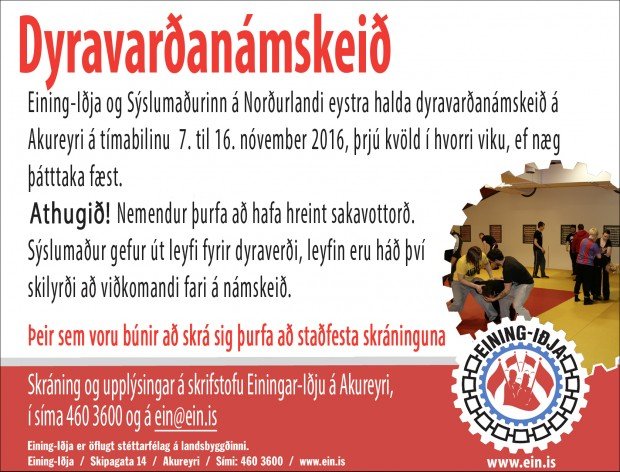 Dyravarðanámskeið - skráning stendur yfir