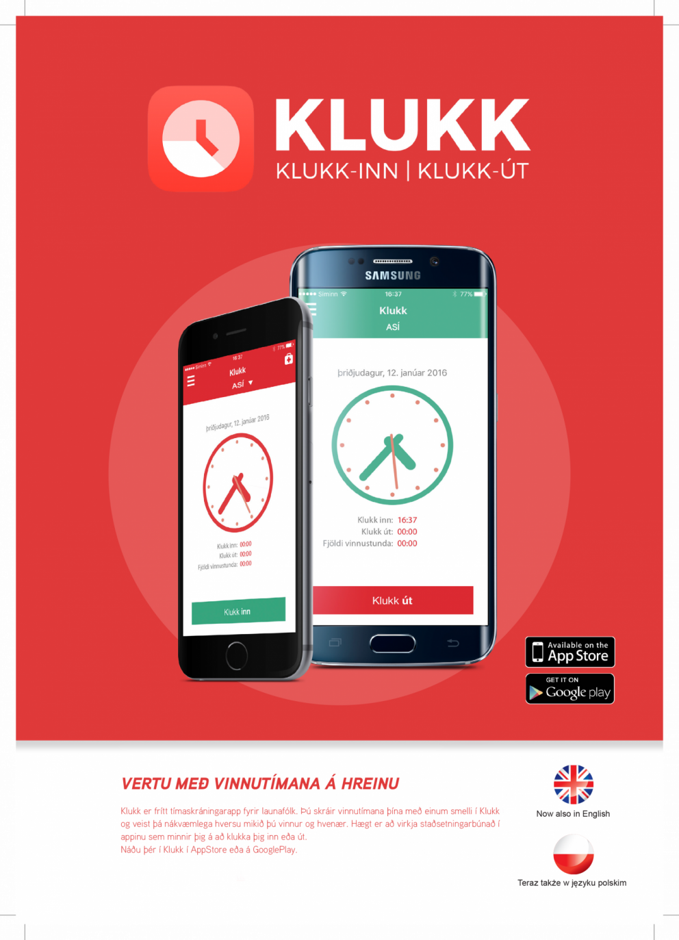 Klukk - vertu með vinnutímana á hreinu!