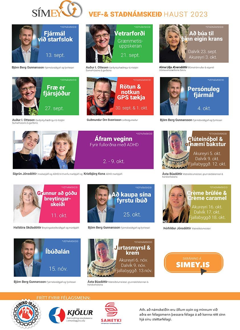 SÍMEY - námskeið á næstunni