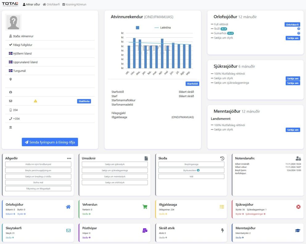 Á mínum síðum á hver félagsmaður sitt eigið persónublað sem veitir góða yfirsýn yfir stöðu viðkomand&hellip;