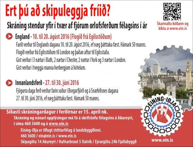 Skráning stendur yfir í tvær af fjórum ferðum ársins