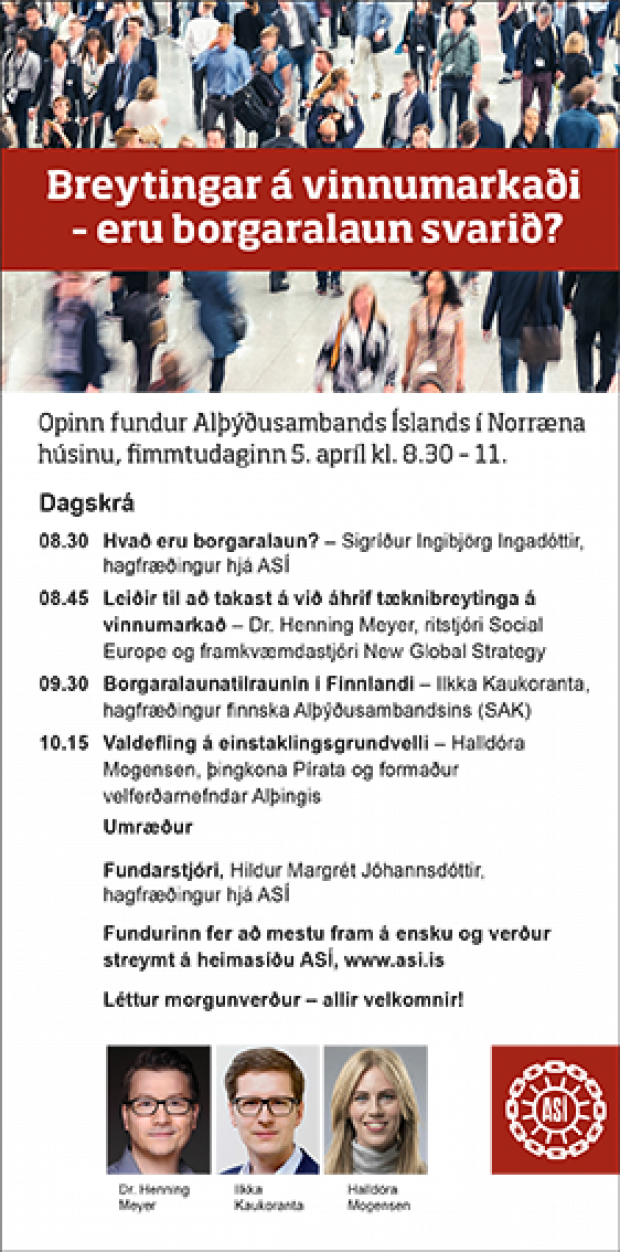 ASÍ vekur athygli á fundi um borgaralaun