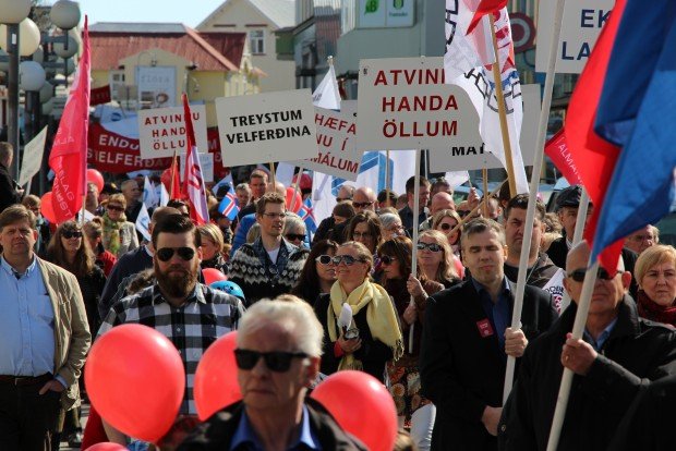 Fjölmenni tók þátt í 1. maí hátíðarhöldum
