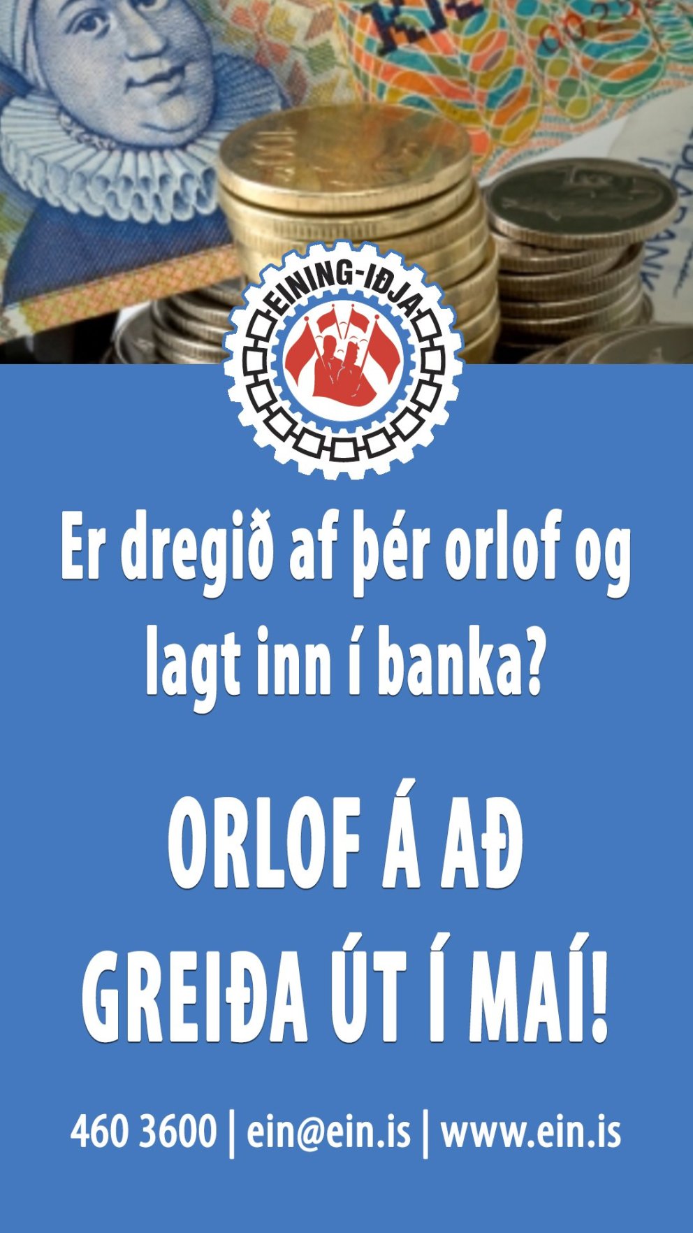 Orlofslaun lögð inn á orlofsreikning