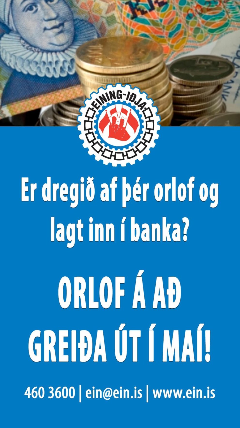 Orlofslaun lögð inn á orlofsreikning