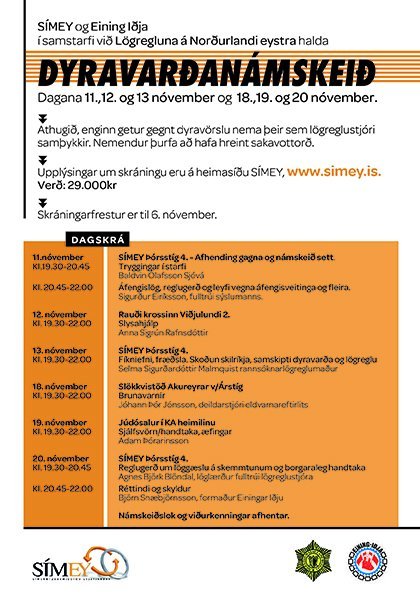 Dyravarðanámskeið - Síðasti skráningardagur er á morgun
