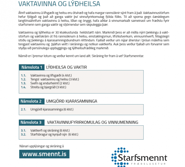 Námskeið - Vaktavinna og lýðheilsa