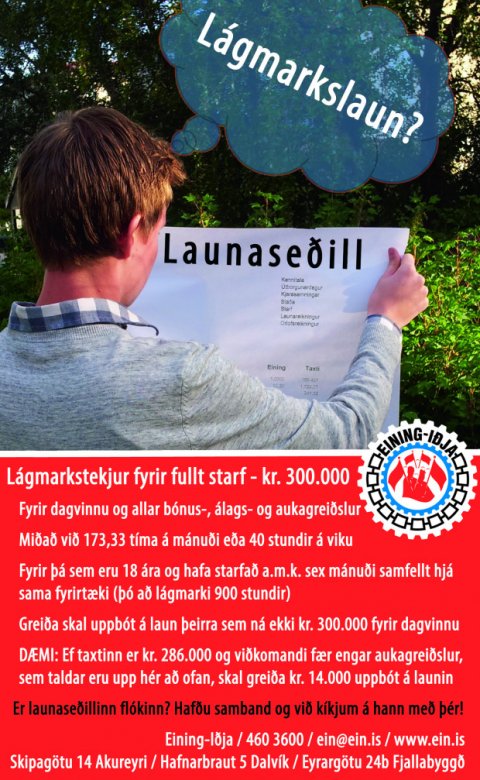 Lágmarkstekjur fyrir fullt starf - kr. 300.000