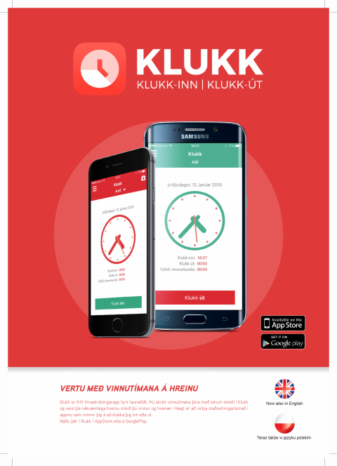 Klukk – náðu í frítt tímaskráningarapp