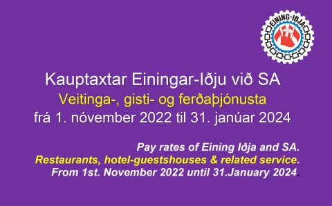 Kauptaxtar vegna veitinga, gisti og ferðaþjónusta - Pay rates. Restaurants, hotel-guestshouses