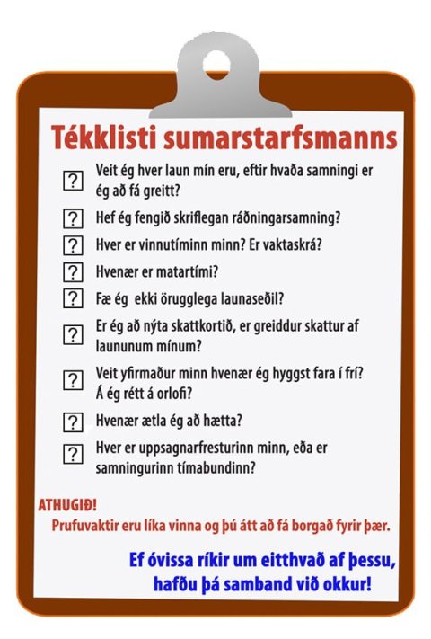 Tékklisti sumarstarfsmanns