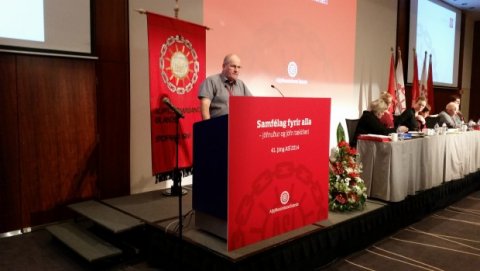 Björn í ræðustól í gær á þingi ASÍ