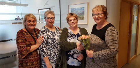 Á myndinni eru f.v. Anna varaformaður, Margrét innheimtustjóri, Birna og Sigrún skrifstofustjóri.