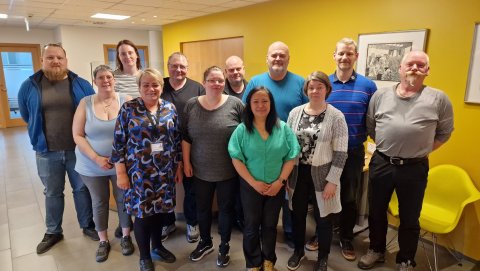 Stjórn Einingar-Iðju starfsárið 2023-2024. F.v.: Pálmi, Sigríður, Guðbjörg, Anna, Svavar, Elín, Róbe&hellip;