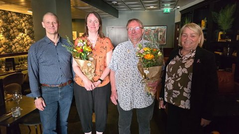 Á myndinni má sjá gullmerkjahafana ásamt formanni og varaformanni félagsins. F.v.: Tryggvi, Guðbjörg&hellip;