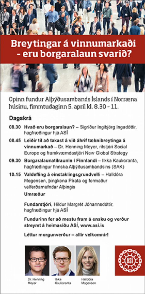 ASÍ vekur athygli á fundi um borgaralaun
