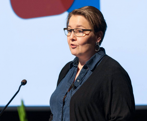 Drífa Snædal á Jafnréttisþingi. Ljósmynd: Birgir Ísleifur Gunnarsson