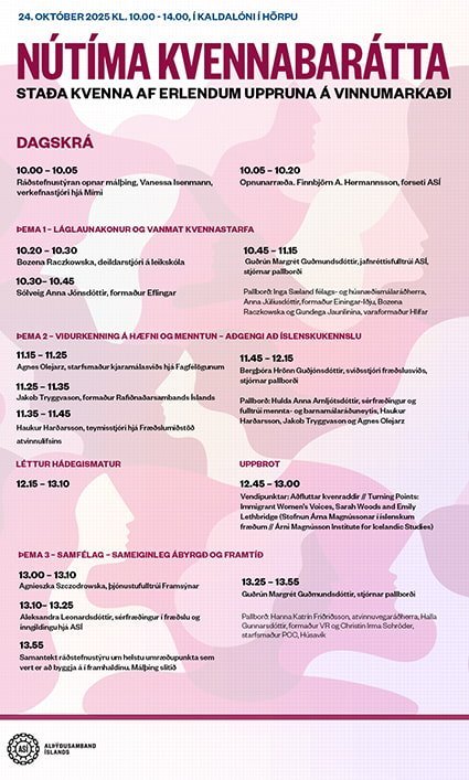 Nútíma Kvennabarátta - Dagskrá í Hörpu 24. október