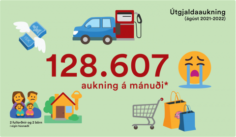 Mánaðarleg útgjöld heimila hækkað um 25-127 þúsund krónur á einu ári