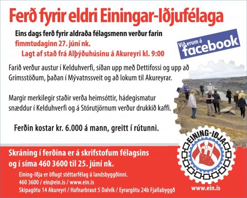 Skráning hafin í dagsferð eldri félagsmanna