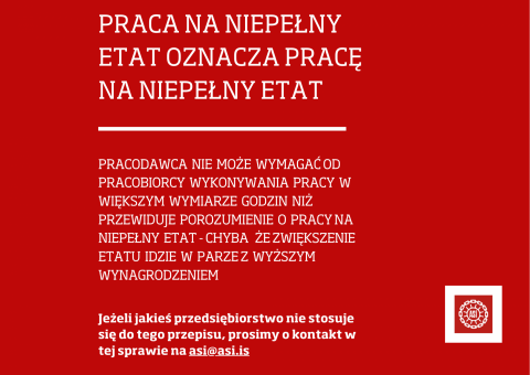 Praca na niepełny etat oznacza pracę na niepełny etat