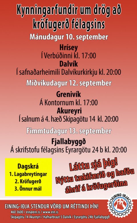 Kynnt drög að kröfugerð - 5 fundir í næstu viku