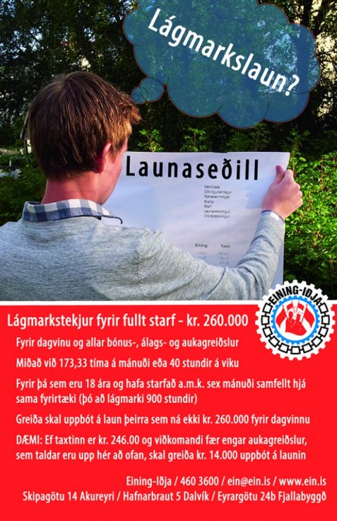 Lágmarkstekjur fyrir fullt starf - kr. 260.000