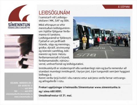 Leiðsögunám næsta vetur