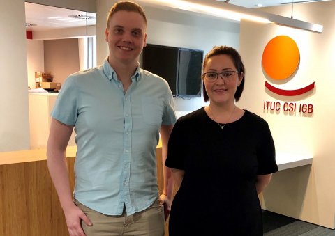 Ólafur og Hafdís stödd í húsakynnum ITUC (International Trade Union Confederation) í morgun þar sem …