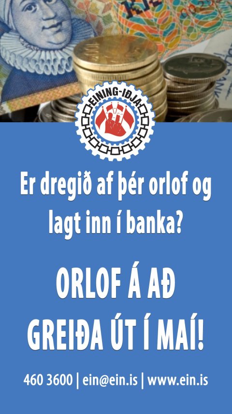 Orlofslaun lögð inn á orlofsreikning