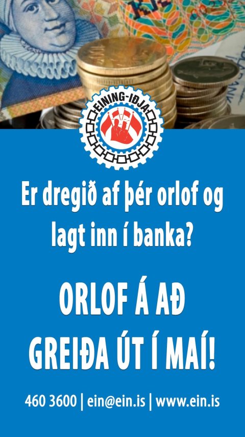 Orlofslaun lögð inn á orlofsreikning