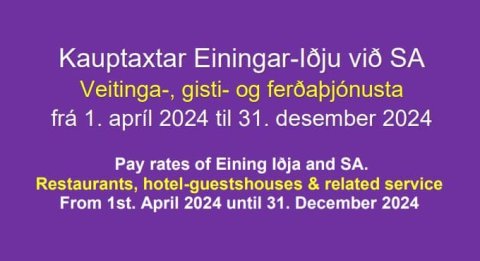 Kauptaxtar vegna veitinga, gisti og ferðaþjónusta - Pay rates. Restaurants, hotel-guestshouses